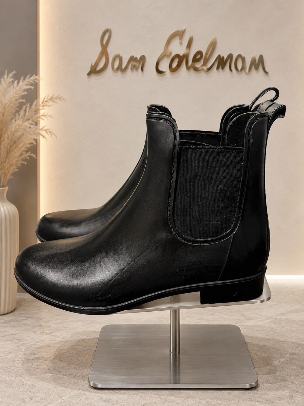 Sam Edelman Tinsley Waterproof Chelsea Rain Boots Black Size 8